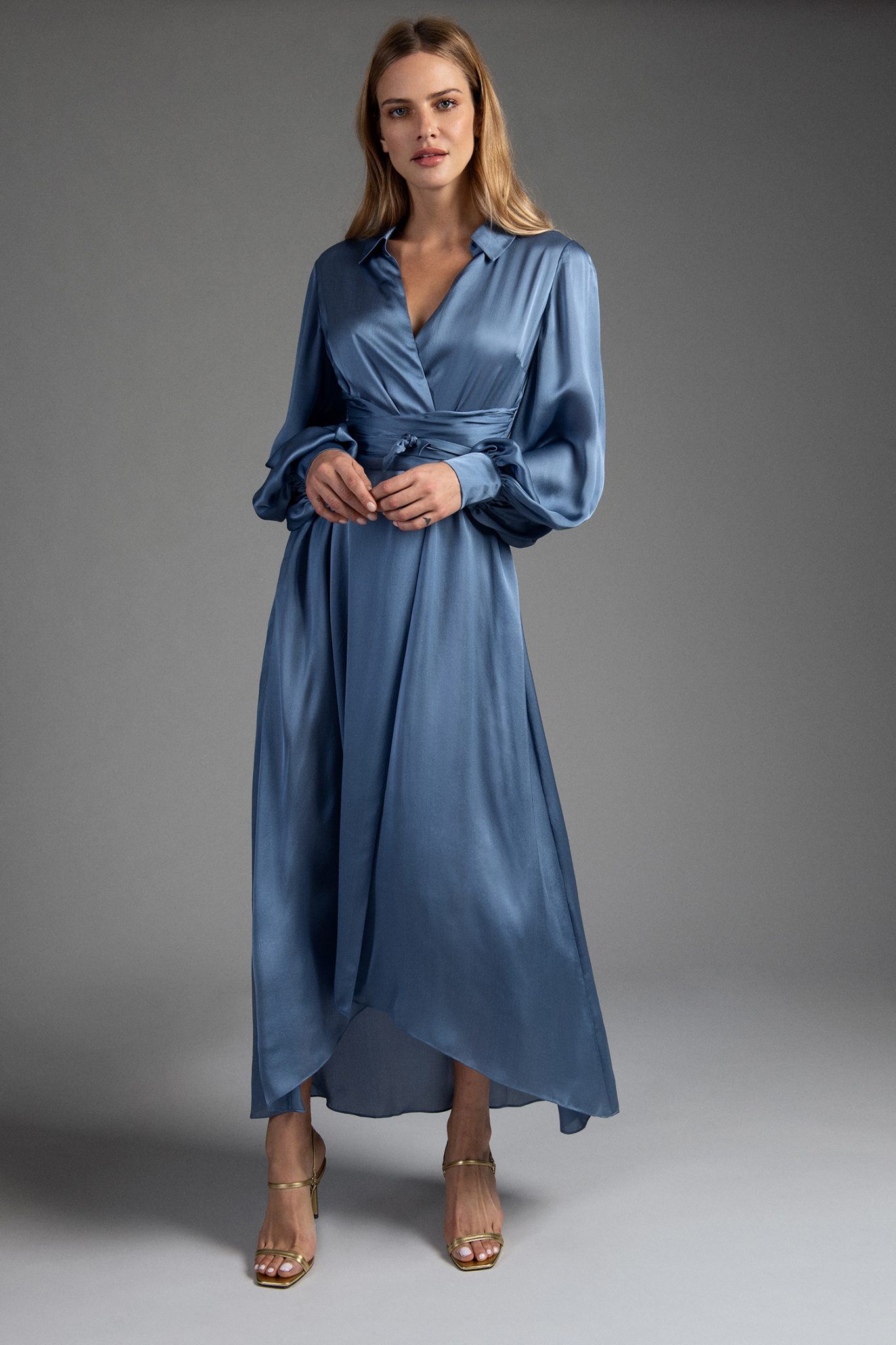 Aria Blue Midi Shirt Dress (Size: 10)