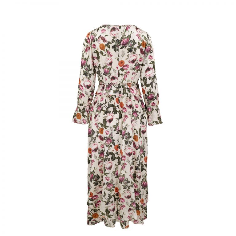 Ophelia Print Silk Satin Midi Dress - Ethereal London