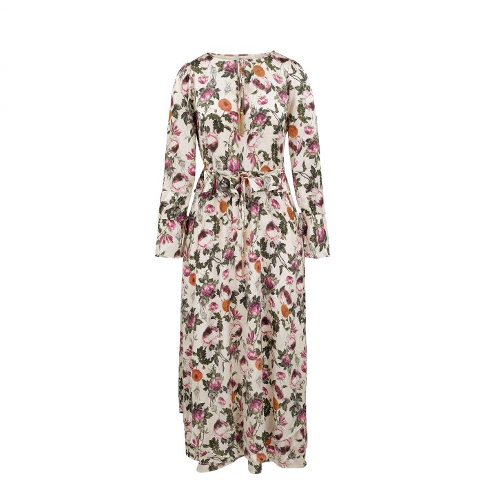 Ophelia Print Silk Satin Midi Dress - Ethereal London