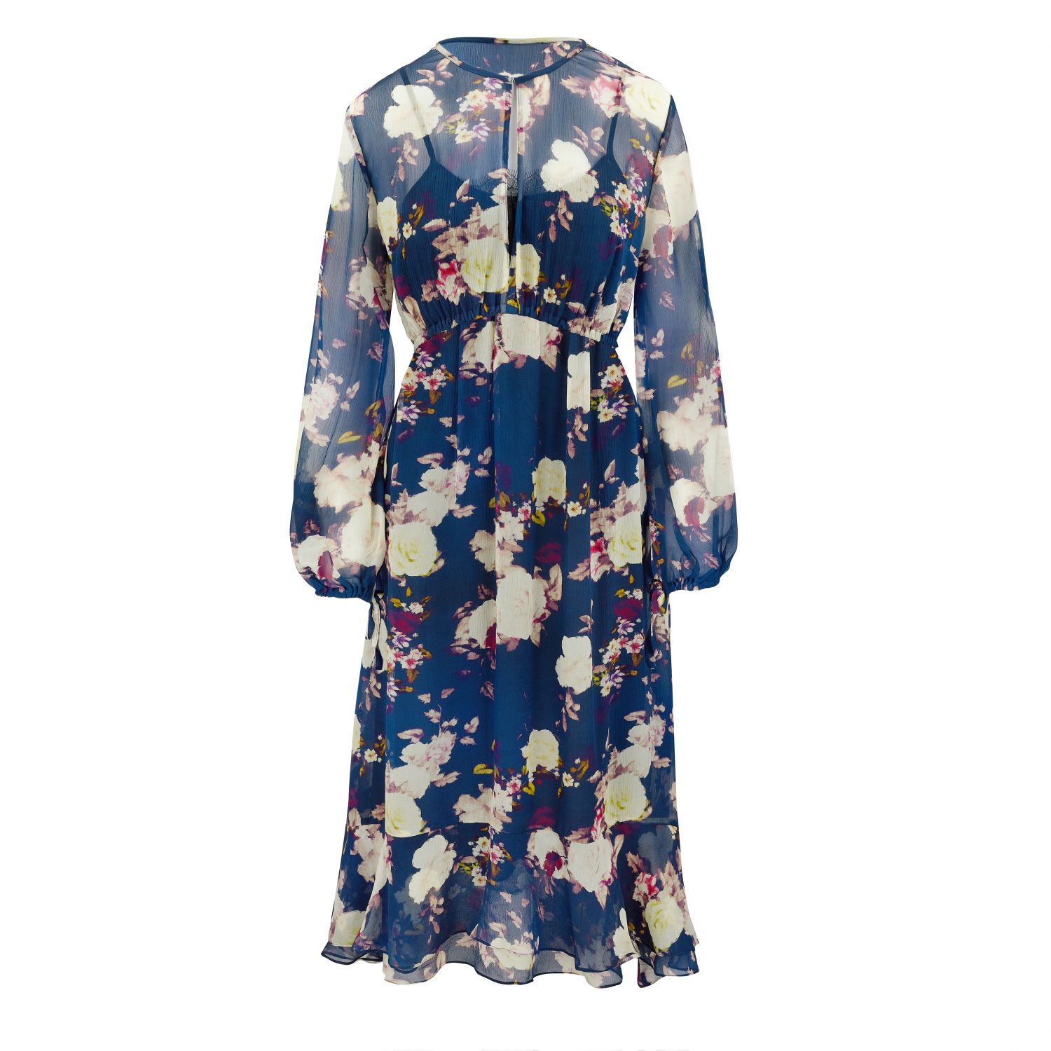 Isla Midnight Floral Print Knee Dress - Ethereal London