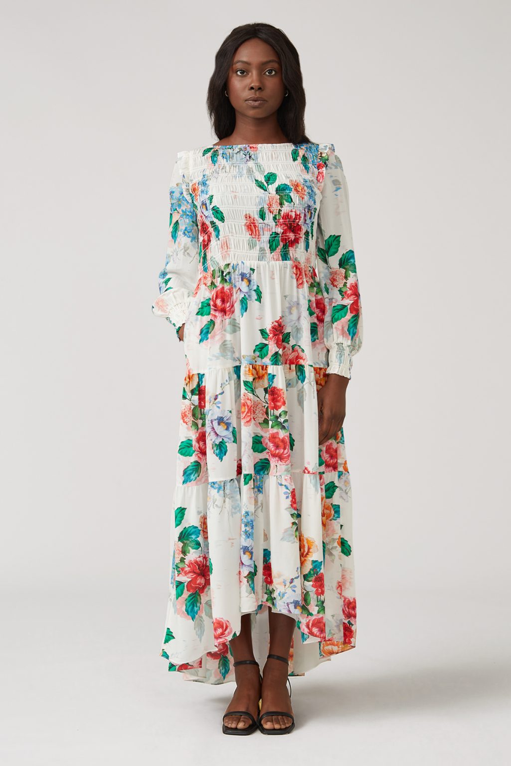 Sofia Ivory Smock Maxi Dress - Ethereal London